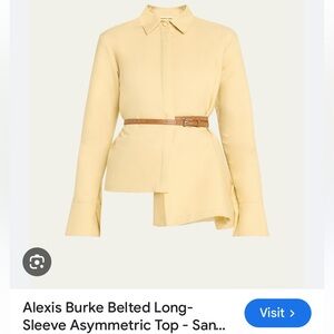 Alexis Pale Yellow Belted Asymmetric Long-Sleeve Top